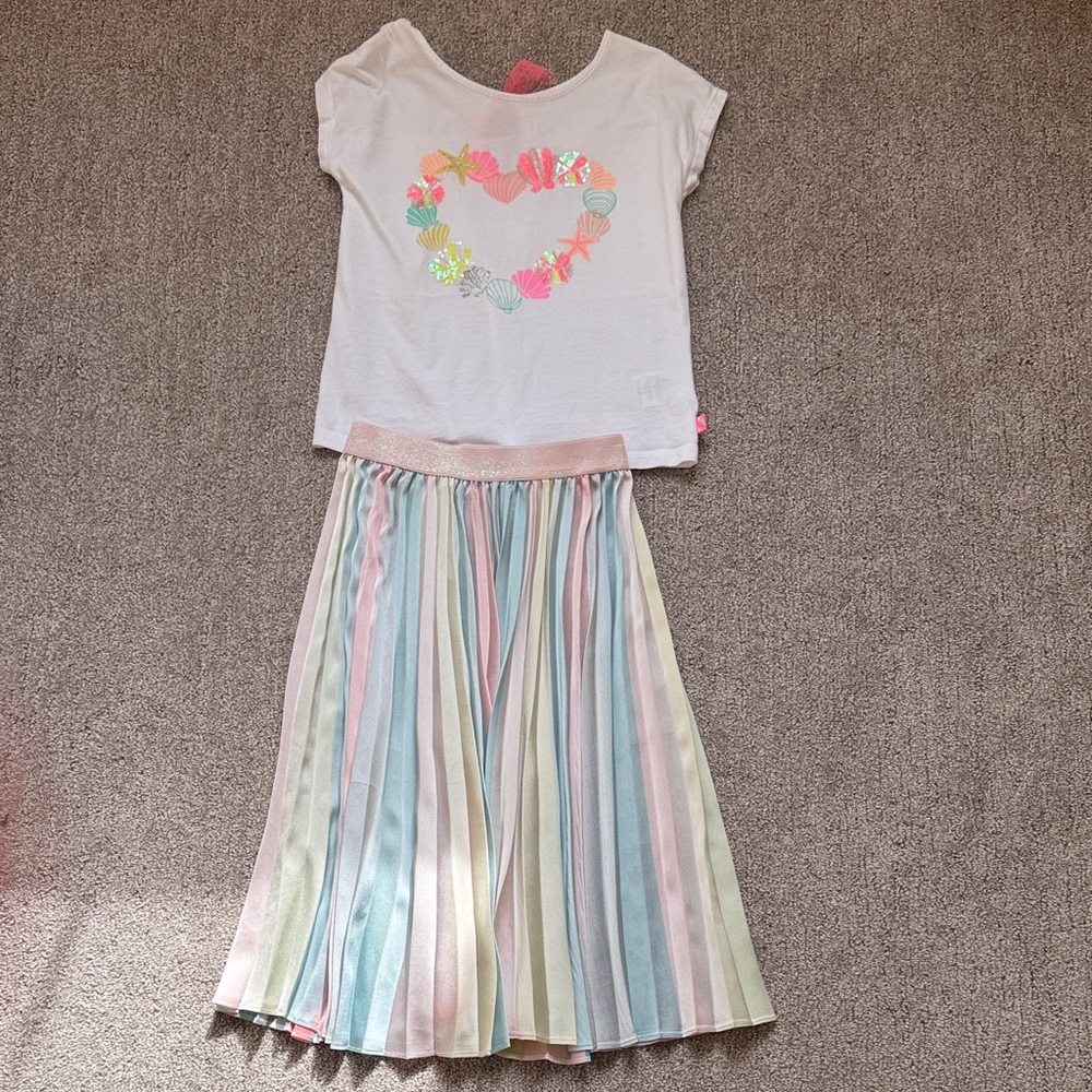 Billieblush tshirt and skirt set. Tie in back of shirt, pull on skirt. Size 8